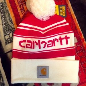 Red and white Carhartt Beanie